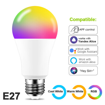WIFI Smart Led lemputės E27 TUYA/Smart Life RGB+balta+šilta LED lemputė 220v lempa Yandex Alice Automation Google Home Alexa