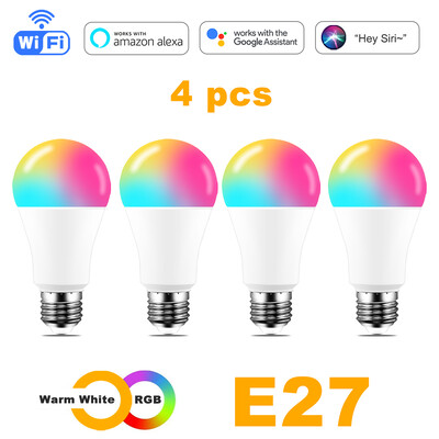 WIFI Smart Led lemputės E27 TUYA/Smart Life RGB+balta+šilta LED lemputė 220v lempa Yandex Alice Automation Google Home Alexa