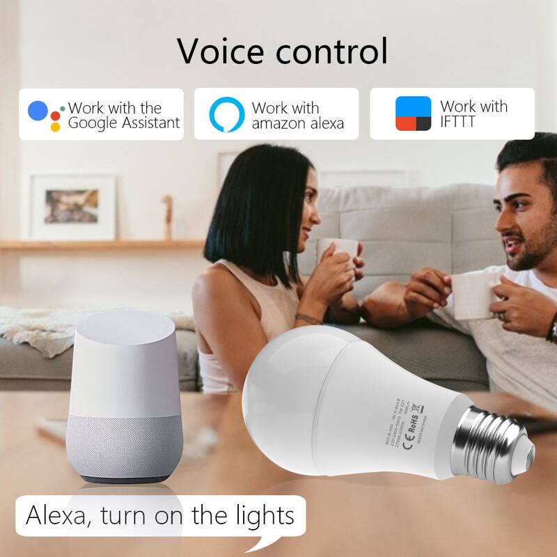 WIFI Smart Led lemputės E27 TUYA/Smart Life RGB+balta+šilta LED lemputė 220v lempa Yandex Alice Automation Google Home Alexa