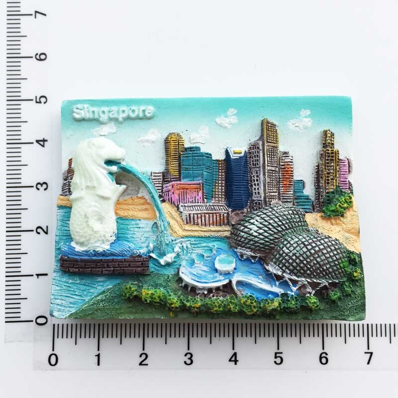 Kūrybiški turistiniai suvenyrai, fluorescenciniai magnetiniai šaldytuvo magnetai, Singapūro turistų lankomų vietų kolekcija, dekoratyviniai suvenyrai