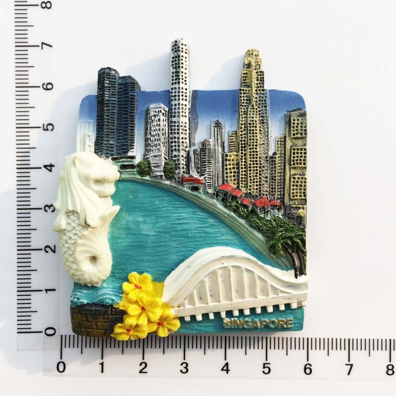 Kūrybiški turistiniai suvenyrai, fluorescenciniai magnetiniai šaldytuvo magnetai, Singapūro turistų lankomų vietų kolekcija, dekoratyviniai suvenyrai