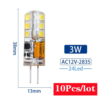 10 vnt/partija G4 LED lempa 2W 3W 4W 5W 7W 9W kintamoji srovė 12V 220V kukurūzų lemputė SMD2835 3014 360 spindulio kampas Pakeiskite halogeninius šviestuvus