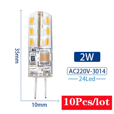 10 vnt/partija G4 LED lempa 2W 3W 4W 5W 7W 9W kintamoji srovė 12V 220V kukurūzų lemputė SMD2835 3014 360 spindulio kampas Pakeiskite halogeninius šviestuvus