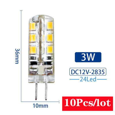 10 vnt/partija G4 LED lempa 2W 3W 4W 5W 7W 9W kintamoji srovė 12V 220V kukurūzų lemputė SMD2835 3014 360 spindulio kampas Pakeiskite halogeninius šviestuvus