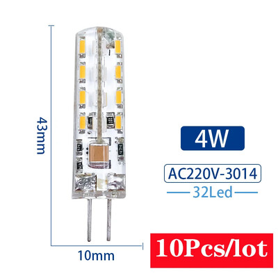 10 vnt/partija G4 LED lempa 2W 3W 4W 5W 7W 9W kintamoji srovė 12V 220V kukurūzų lemputė SMD2835 3014 360 spindulio kampas Pakeiskite halogeninius šviestuvus
