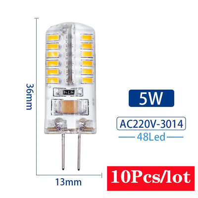 10 vnt/partija G4 LED lempa 2W 3W 4W 5W 7W 9W kintamoji srovė 12V 220V kukurūzų lemputė SMD2835 3014 360 spindulio kampas Pakeiskite halogeninius šviestuvus