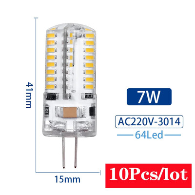 10 vnt/partija G4 LED lempa 2W 3W 4W 5W 7W 9W kintamoji srovė 12V 220V kukurūzų lemputė SMD2835 3014 360 spindulio kampas Pakeiskite halogeninius šviestuvus