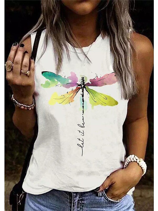  Užsienio prekybos moteriškas megztinis su apvalia kakle, grafinis 3D spausdinimas Europos ir Amerikos vasaros moterims, laisvalaikio viršus be rankovių