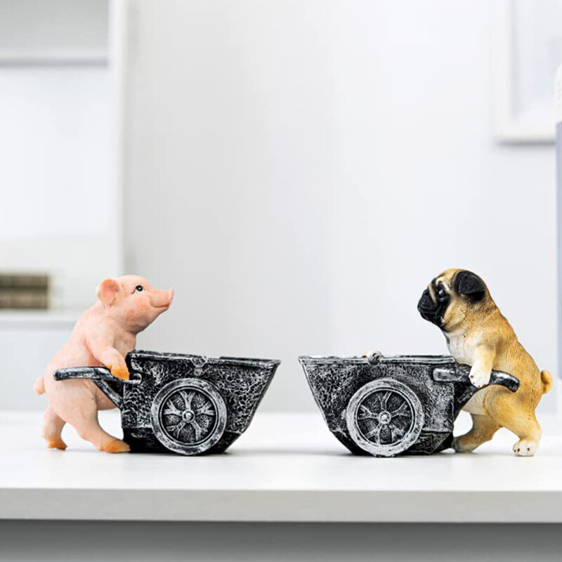 Lauaarvuti tuhatoos Loominguline koeraekskavaatori kopp mudel tuhatoosi stiilne lauaplaat naljakas sisekujundus siseõue tubakatarvikud