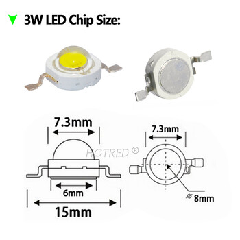 50бр. Истински пълен ват 3V LED 1W 3W 30/45mil висока мощност Чип мъниста Студено топло бяло червено синьо зелено жълто за Blubs Grow DownLight