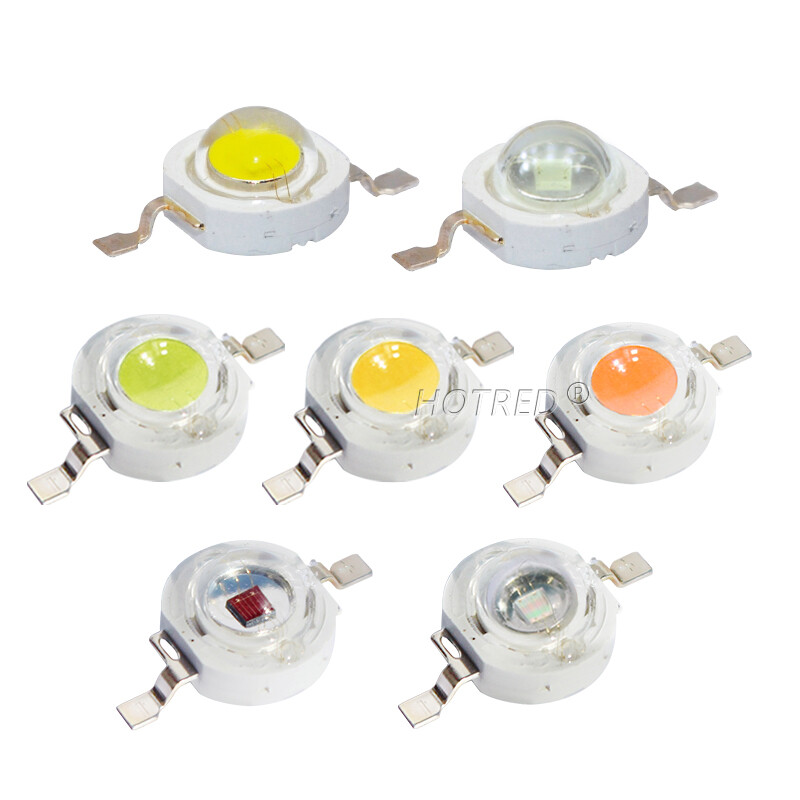 50 tk Real Full Wat 3V LED 1W 3W 30/45mil High Power Chip Beads Külm Soe Valge Punane Sinine Roheline Kollane Blubs Grow DownLight