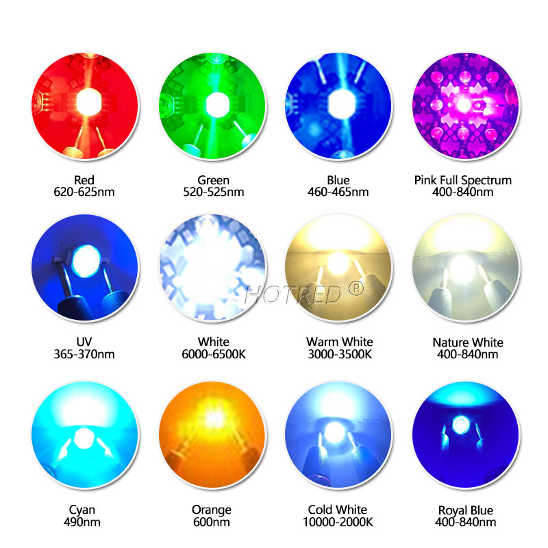 50 tk Real Full Wat 3V LED 1W 3W 30/45mil High Power Chip Beads Külm Soe Valge Punane Sinine Roheline Kollane Blubs Grow DownLight