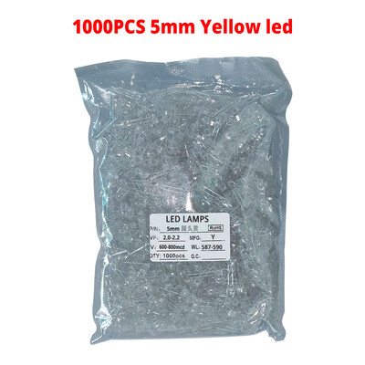 1000 tk F5 5mm ümmargune valge punane roheline sinine kollane vesi läbipaistev LED super särav Ligte kiirgavad dioodid 6000-6500k lambipirn