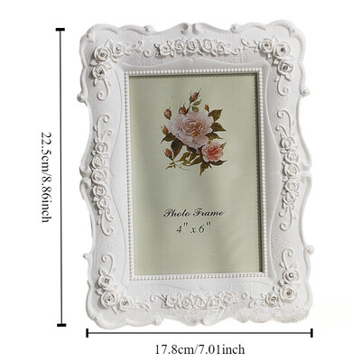 Δημιουργική κορνίζα φωτογραφιών 6 ιντσών και 7 ιντσών με λευκό τριαντάφυλλο, ιδανική για δώρα γενεθλίων και διακοπών