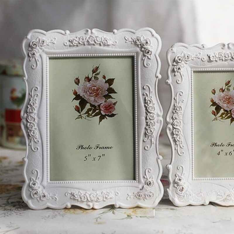 Δημιουργική κορνίζα φωτογραφιών 6 ιντσών και 7 ιντσών με λευκό τριαντάφυλλο, ιδανική για δώρα γενεθλίων και διακοπών