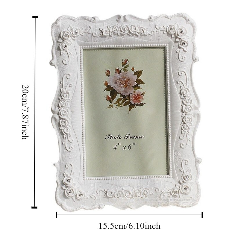 Δημιουργική κορνίζα φωτογραφιών 6 ιντσών και 7 ιντσών με λευκό τριαντάφυλλο, ιδανική για δώρα γενεθλίων και διακοπών