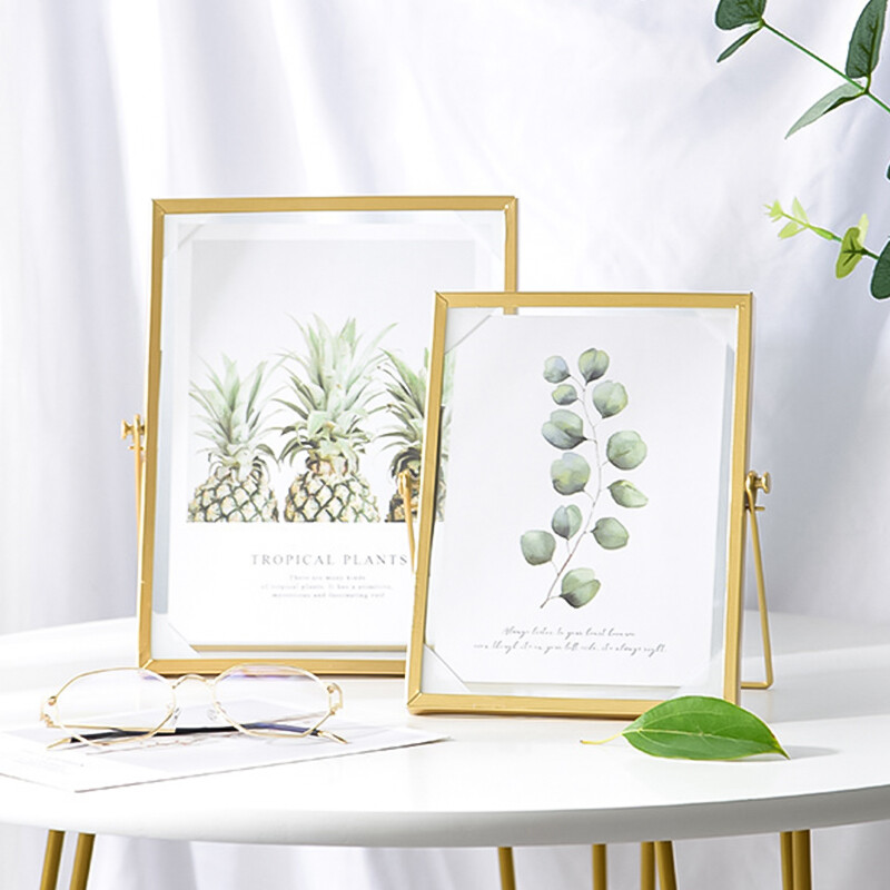 Põhjamaade metallist pildiraam Kuldne Must Ristkülik Klaas Pildiraamid Kaasaegne plakatite fotoalus Mälestav kingitus lauaplaadi kaunistus