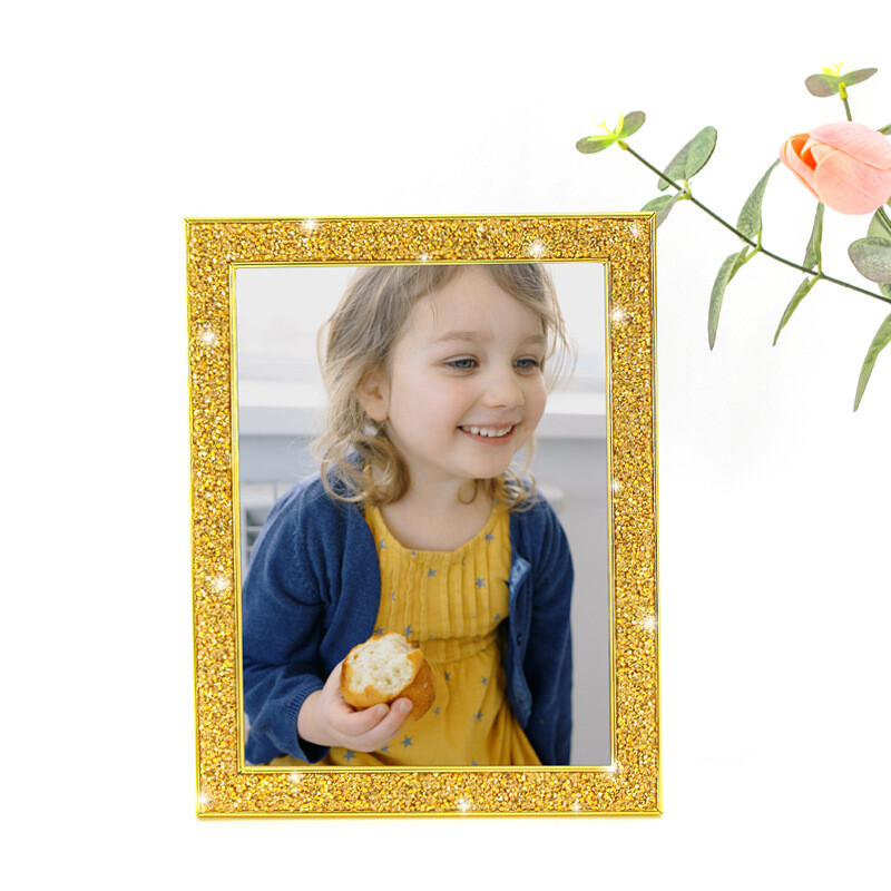 Auriu Argintiu Culoare negru Metal sclipici Rama foto Copii 6 inch 7 inch 8 inch stralucire Copii Rochie de mireasa Rama foto