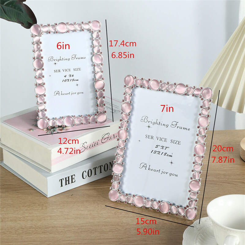 1 tk Loominguline naturaalne roosa opaalkivist pildiraam Kerge luksuslik fotoraam kodu fotode kaunistamiseks isiklikuks kingituseks 6-tolline/7-tolline