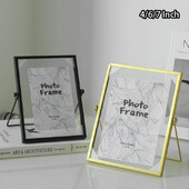 4/6/7 colio stiklo presuotų gėlių rėmelių kolekcijos stalviršis Auksinis metalas plaukiojantis stovintis stiklas paveikslėlių meno kūrinių nuotraukų rėmelis