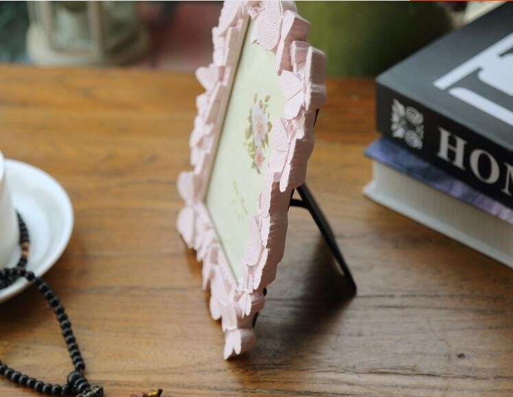 Roosa Butterfly fotoraam, vaik, Euroopa pildiraam, koduõpe, kontorikaunistuse kingitus, MF192, 6 tolli