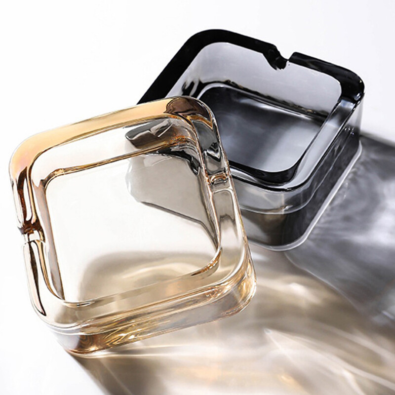 Tuhatoos Kristallklaasist Väike peen moekas kandiline sigaretitops suitsutamiseks elutuba majapidamissuitsetajate luksuslik tuhatoos