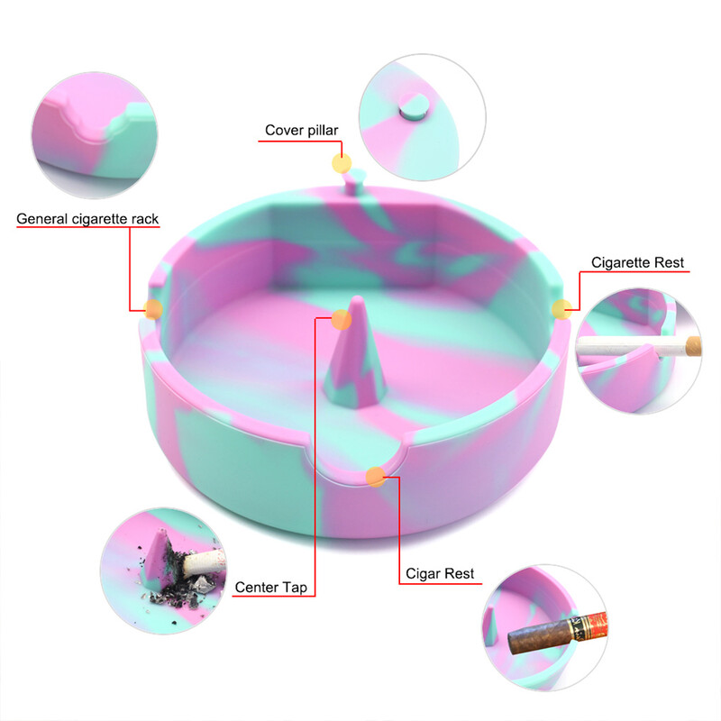 Scrumieră din silicon rezistentă la căldură moale pentru interiorul mașinii Tavă de scrumieră cu capac anti-opărire, lavabilă, container personalizat de birou