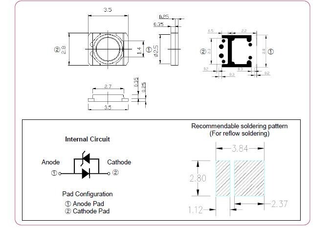 3528 2835 3V SMD LED 1W LG 50PCS / Lot Cold White 100LM Televizijos LED foninis apšvietimas