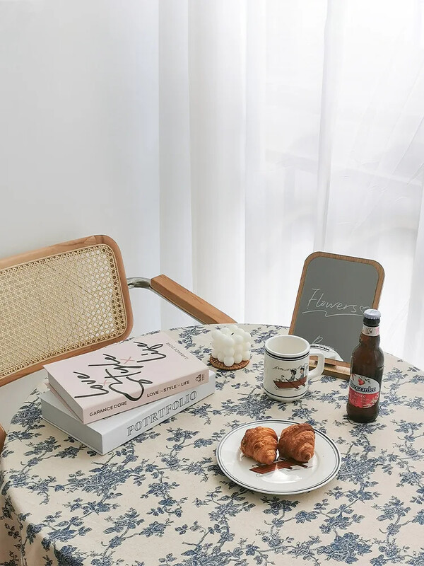 Față de masă din bumbac din in, cu flori, cu ciucuri, retro nappe de table Husă de masă rotundă pentru masă Față de masă pentru ceai Tafelkleed