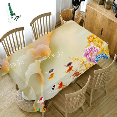 3D drugelių gėlių spausdinimas Stačiakampės staltiesės, skirtos stalo vestuvių dekoravimui Kavos staliukai Nuo dėmių apsaugotos staltiesės dekoras