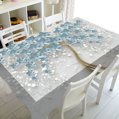 3D drugelių gėlių spausdinimas Stačiakampės staltiesės, skirtos stalo vestuvių dekoravimui Kavos staliukai Nuo dėmių apsaugotos staltiesės dekoras