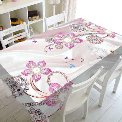 3D drugelių gėlių spausdinimas Stačiakampės staltiesės, skirtos stalo vestuvių dekoravimui Kavos staliukai Nuo dėmių apsaugotos staltiesės dekoras