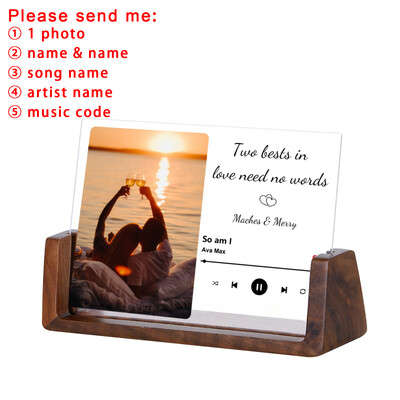 Kohandatud laulu akrüülist pildiraam pulma-aastapäeva kingitus paarile tema isikupärastatud muusikakoodiga pildiraam kodukaunistus