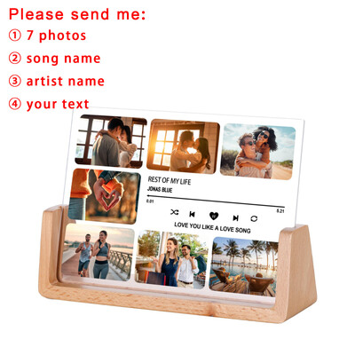 Kohandatud laulu akrüülist pildiraam pulma-aastapäeva kingitus paarile tema isikupärastatud muusikakoodiga pildiraam kodukaunistus