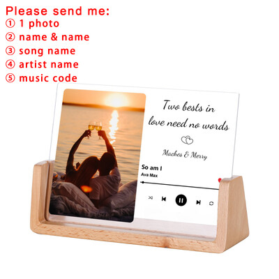 Kohandatud laulu akrüülist pildiraam pulma-aastapäeva kingitus paarile tema isikupärastatud muusikakoodiga pildiraam kodukaunistus