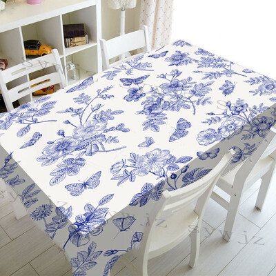 Pavasario rožinė gėlėta stačiakampė staltiesė šventiniam vakarėliui, vandeniui atspari, nesiglamžanti staltiesė, skirta virtuvės stalo dekoravimui