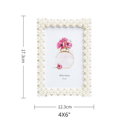 Rama foto franceză vintage cu perle 3"6"7"8"10" în formă de inimă pătrat rotund, lumină europeană, ramă de lux pentru copii, decorare a casei