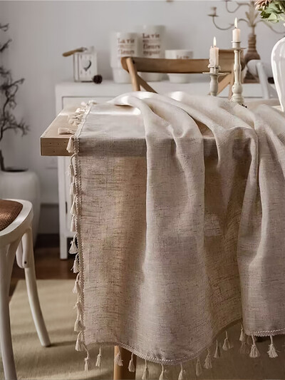 Față de masă din in franceză, față de masă dreptunghiulară lavabilă pentru bucătărie, mese, cocktail, interior și exterior pentru utilizare zilnică