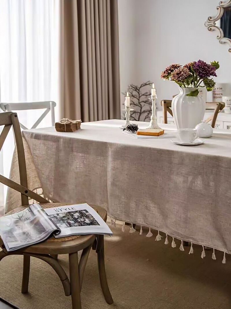 Față de masă din in franceză, față de masă dreptunghiulară lavabilă pentru bucătărie, mese, cocktail, interior și exterior pentru utilizare zilnică