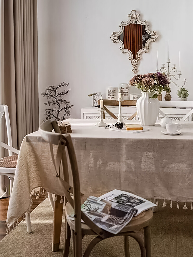 Față de masă din in franceză, față de masă dreptunghiulară lavabilă pentru bucătărie, mese, cocktail, interior și exterior pentru utilizare zilnică