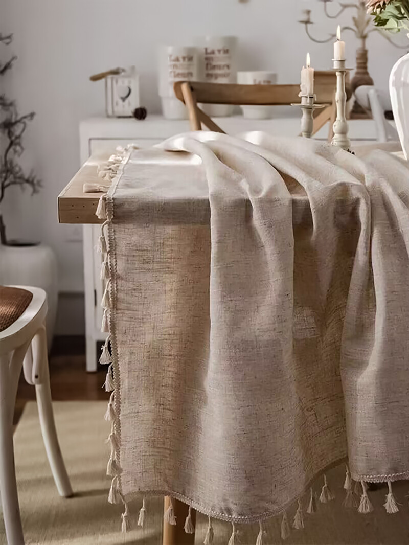 Față de masă din in franceză, față de masă dreptunghiulară lavabilă pentru bucătărie, mese, cocktail, interior și exterior pentru utilizare zilnică