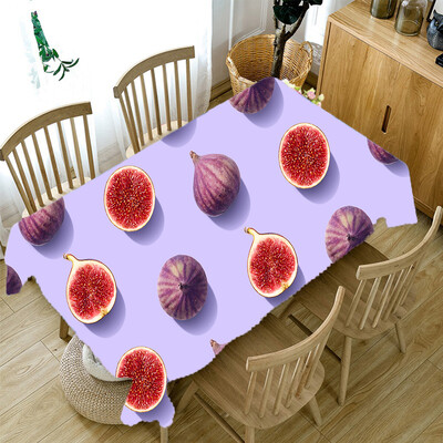 3D staltiesė Raudona vyšnių geltona mango vaisių raštas, dulkėms atsparus stalo dekoravimas staltiesė, apsauganti nuo apnašų stačiakampio formos staltiesės