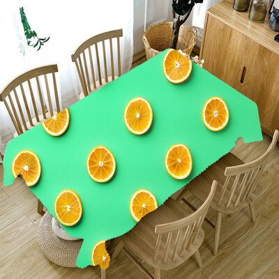 3D staltiesė Raudona vyšnių geltona mango vaisių raštas, dulkėms atsparus stalo dekoravimas staltiesė, apsauganti nuo apnašų stačiakampio formos staltiesės