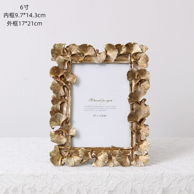 Barokk Ameerika retro pildiraam Euroopa pildiraam Kuldne hõlmikpuuleht 4 "6" vaigust pildiraam pendel lavaraam