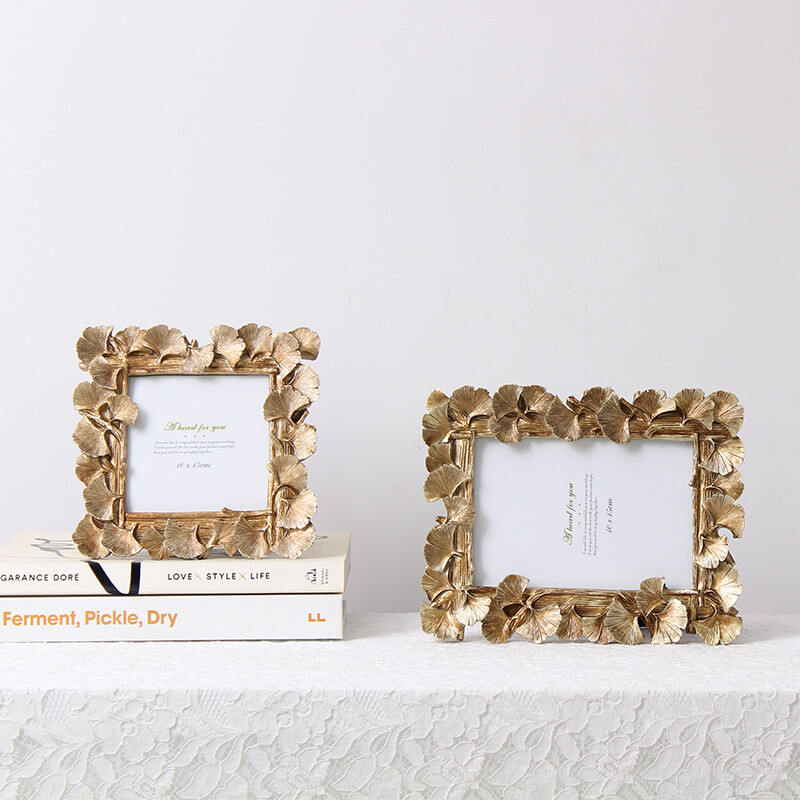 Barokk Ameerika retro pildiraam Euroopa pildiraam Kuldne hõlmikpuuleht 4 "6" vaigust pildiraam pendel lavaraam