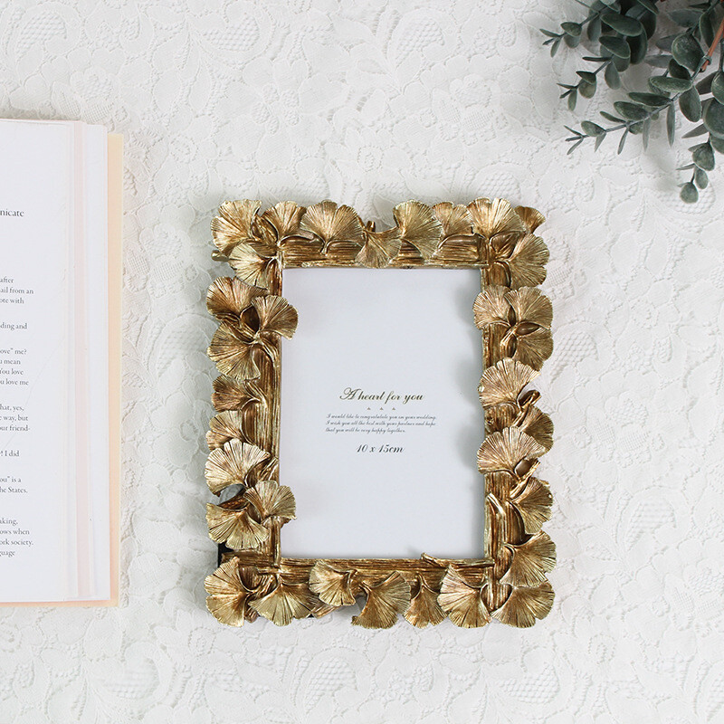 Barokk Ameerika retro pildiraam Euroopa pildiraam Kuldne hõlmikpuuleht 4 "6" vaigust pildiraam pendel lavaraam