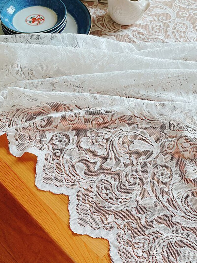 Balta nėrinių staltiesė stačiakampiams stalams, vintažinio stiliaus vestuvių staltiesės priėmimui, kūdikių vakarėlis, gimtadienio vakarėlis