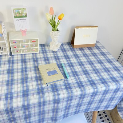 Față de masă în carouri INS Față de masă în carouri proaspătă japoneză Dormitor Covoraș de toaletă Decor dreptunghiular pentru birou