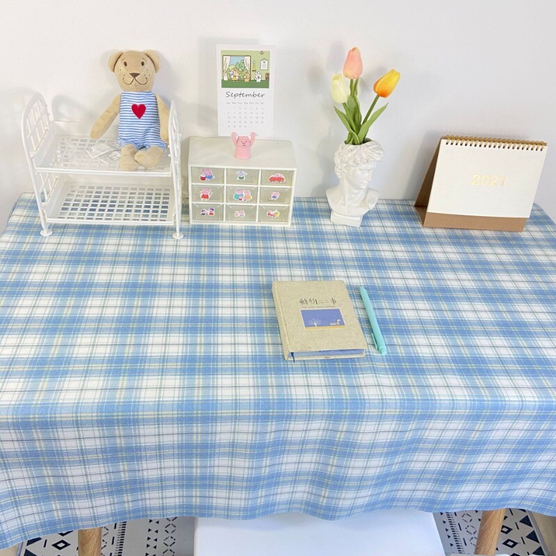 Față de masă în carouri INS Față de masă în carouri proaspătă japoneză Dormitor Covoraș de toaletă Decor dreptunghiular pentru birou