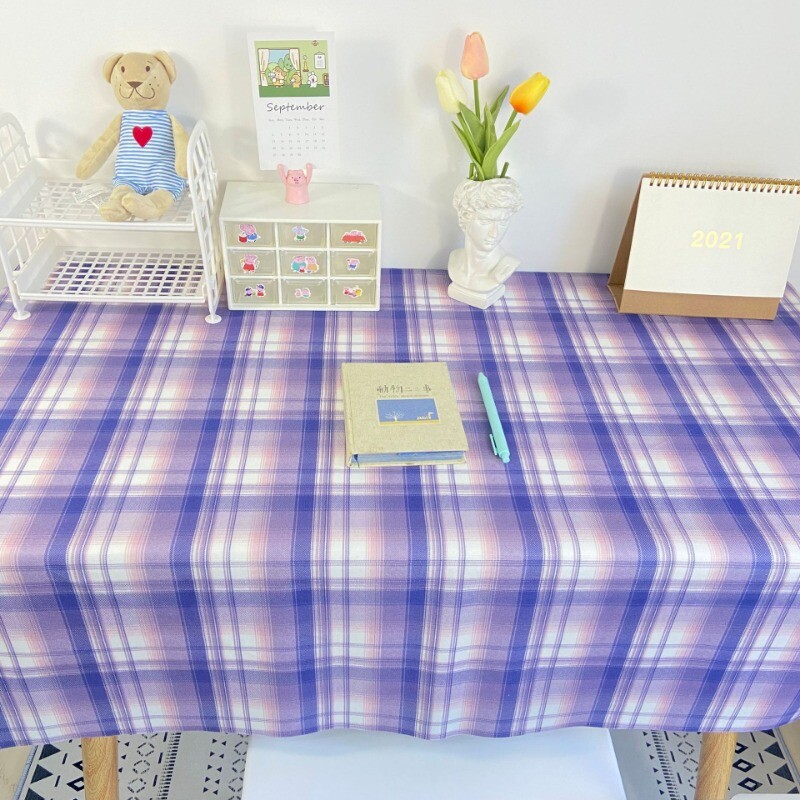 Față de masă în carouri INS Față de masă în carouri proaspătă japoneză Dormitor Covoraș de toaletă Decor dreptunghiular pentru birou